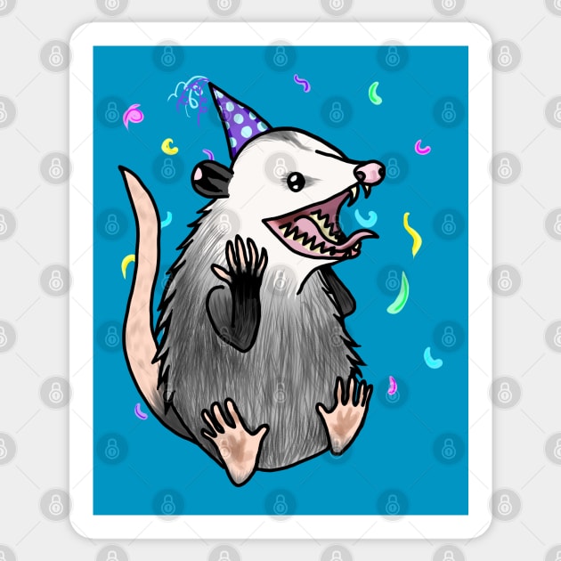 Party Opossum Sticker by HellAngelVero